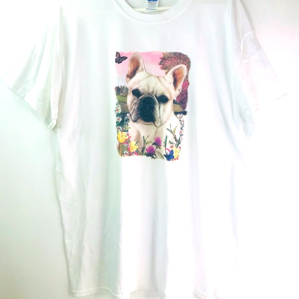 French bulldog floral tshirt NEW Unisex Size L